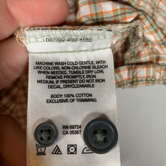 Columbia Men’s Orange & Green Plaid Button Down Shirt - Picture 8 of 8